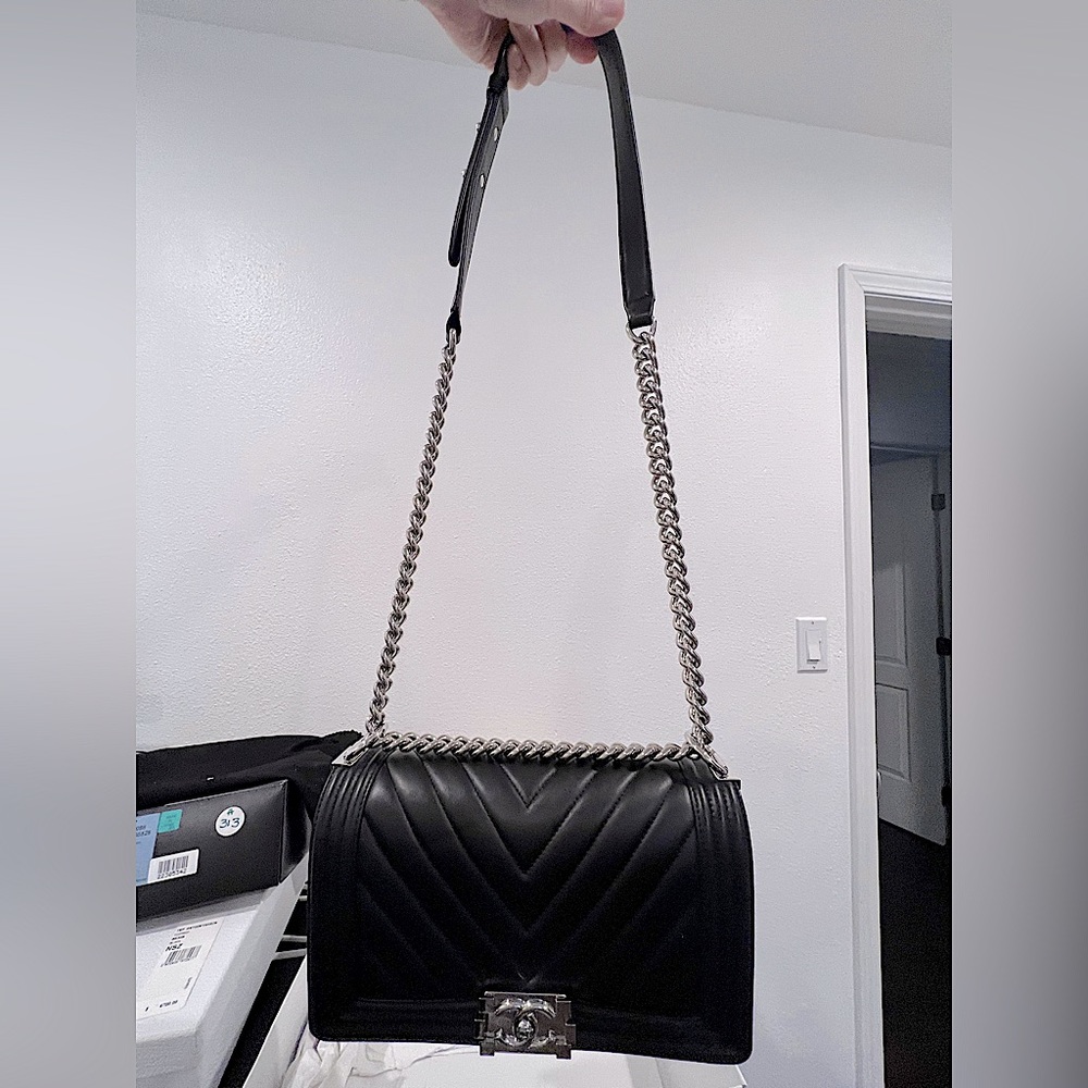 Chanel Boy Bag Old Medium Black, almost new! Comes w/ original box and bag